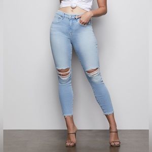 Good American Good Legs Crop Jeans 24 Blue 379 Plus Size 24
